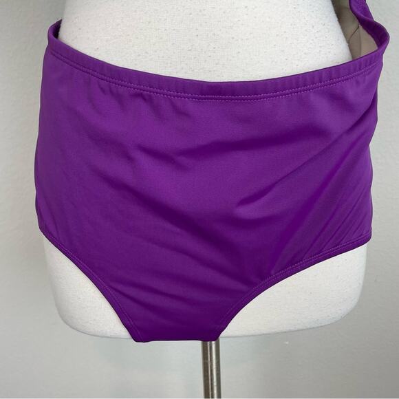 Cacique Sophie Teal Green Purple One Shoulder Swimsuit 18 - Picture 4 of 11